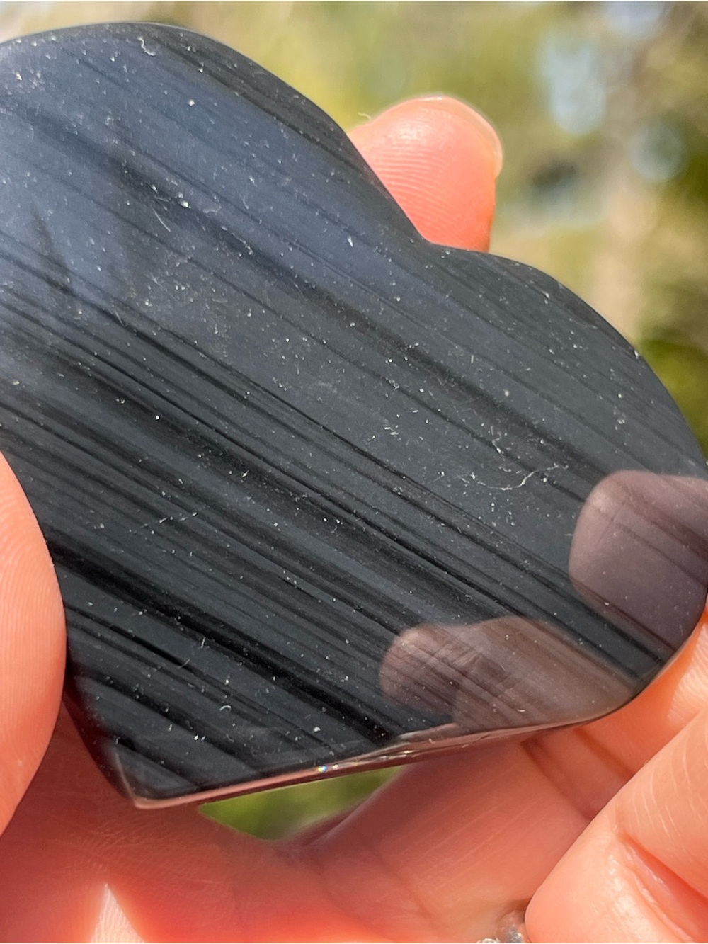 Midnight (11) lace obsidian heart with stand | crystal